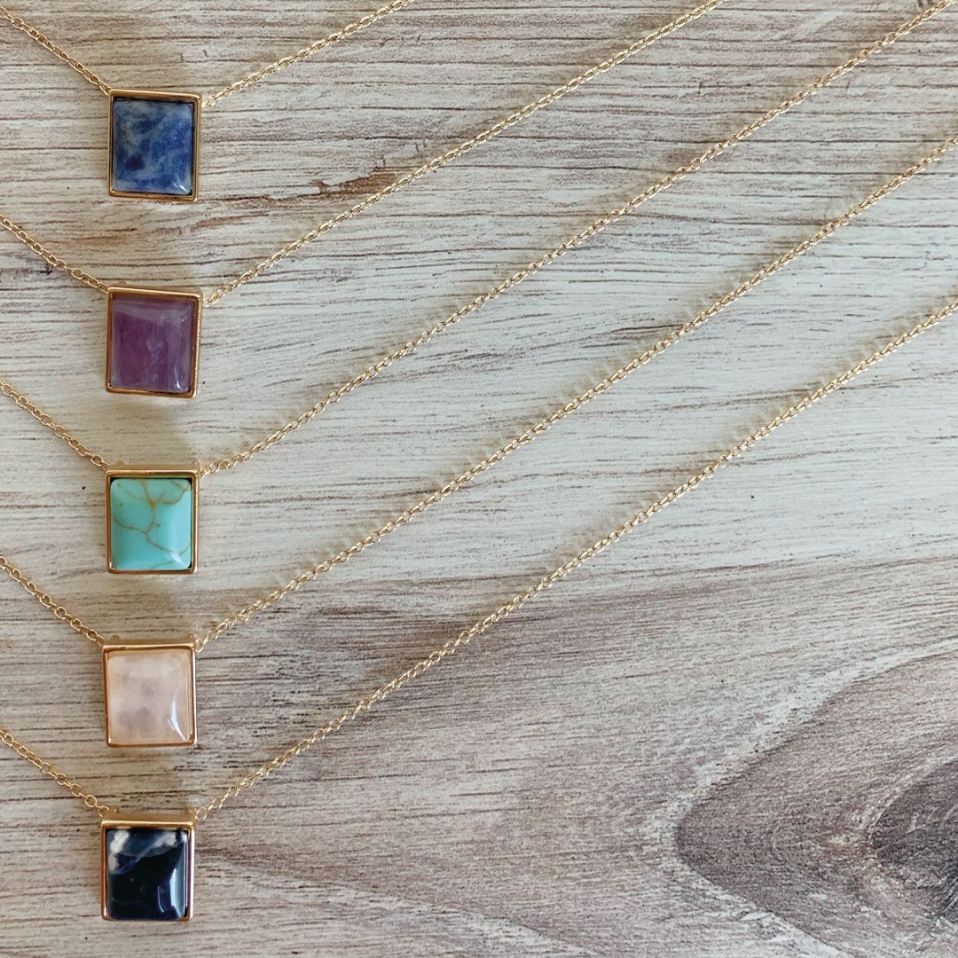 Square Drop Necklace-0
